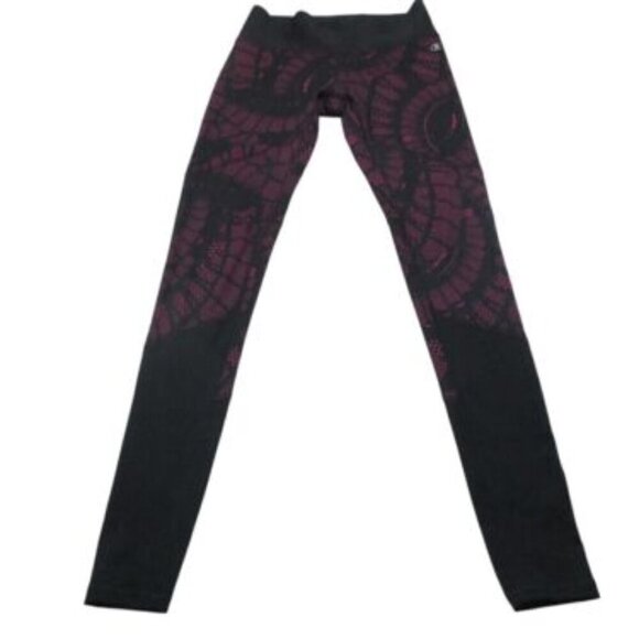 Champion Activewear Leggings Womens Small Purple Black Sports Yoga Elastic Waist - Picture 1 of 9